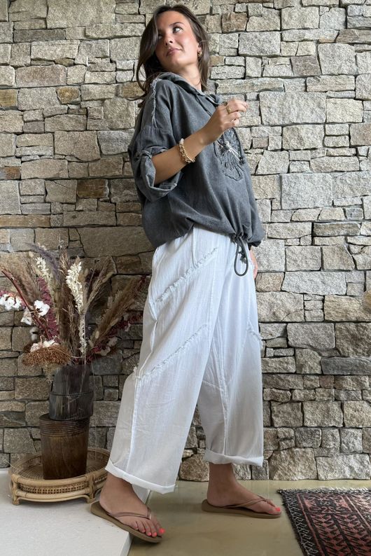 Rustic Nature Linen Blend Hippie Shake Hoodie Washed Charcoal